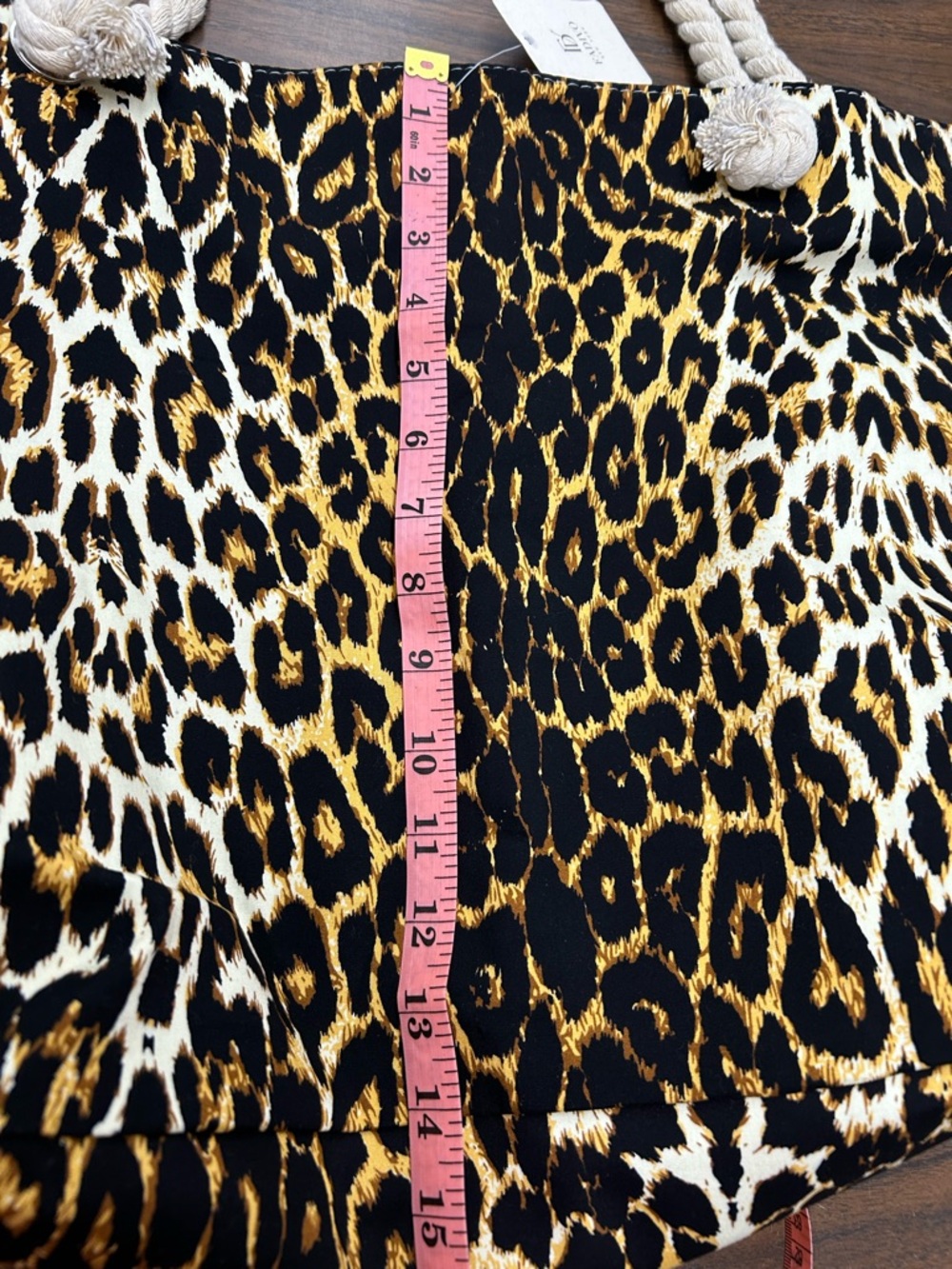 Leopard Print Rope Handle Tote Bag - Brown/Black - Picture 10 of 10